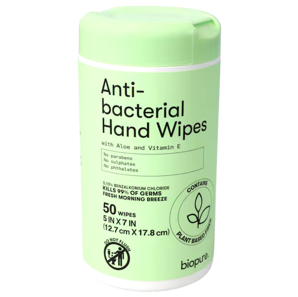 Biopure Anti-Bacterial Hand Wipes, 50-ct Packs